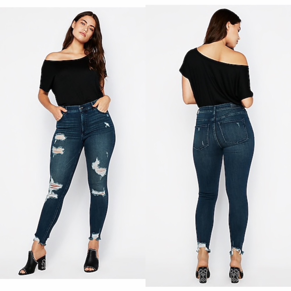 Express Dark Wash Distressed Jeans